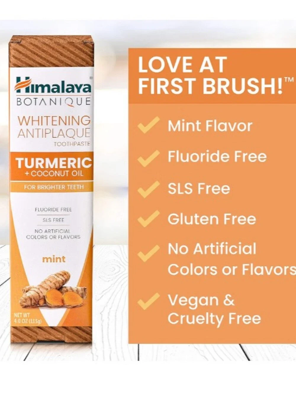 NWT 2 Boxes Of Turmeric + Coconut Oil Whitening Antiplaque Toothpaste - 4oz